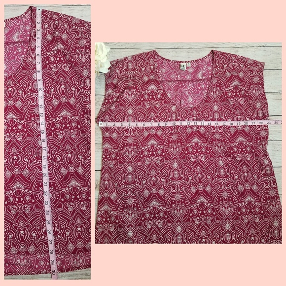 14th & Union Dot Pattern Burgundy Blouse Sz XL - Picture 8 of 8